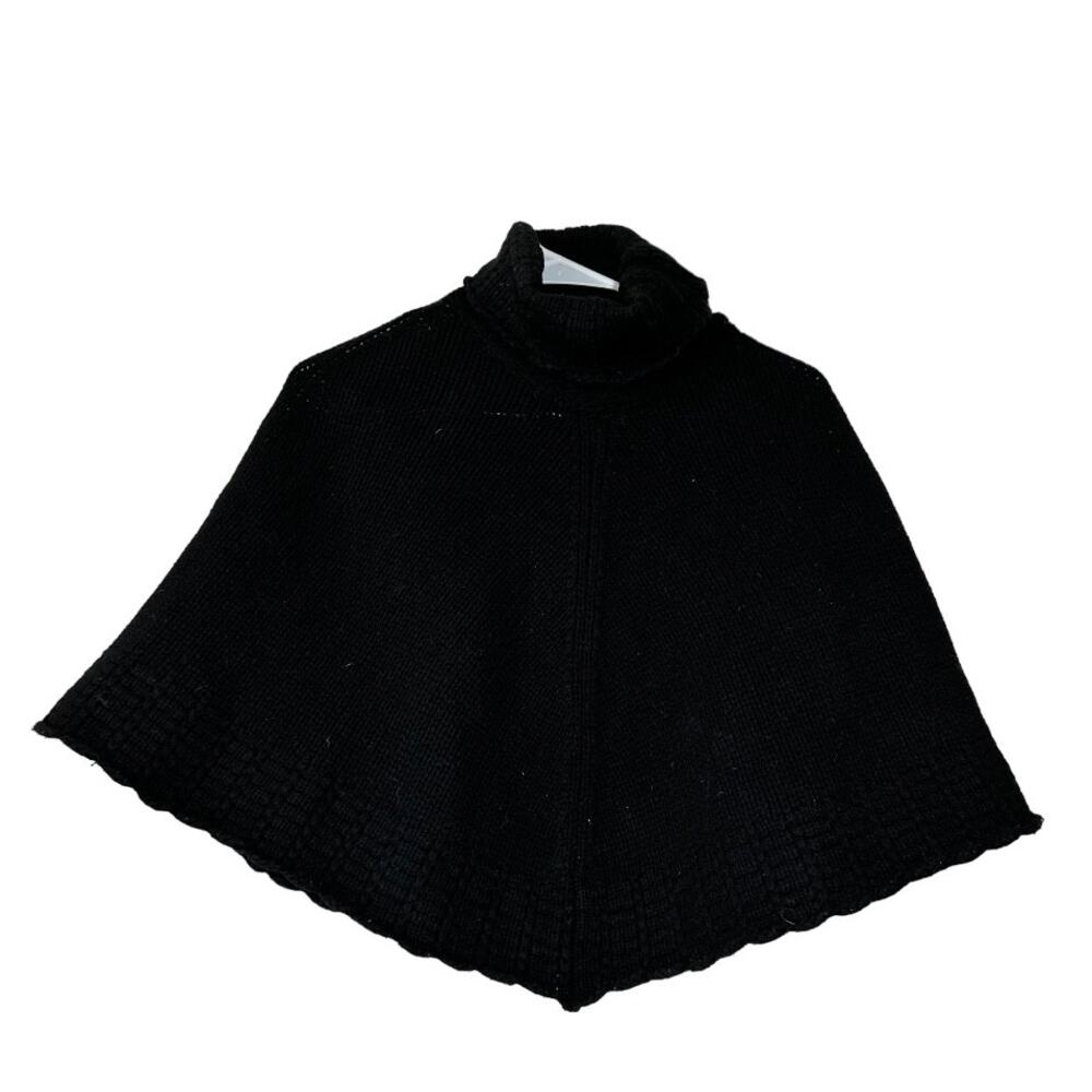 VTG Gap Cape Knitted Turtle Neck 100% Lambs Wool Gray Black Small Medium